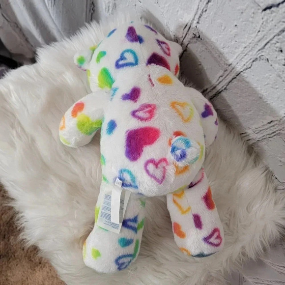 Build A Bear Rainbow Hearts Teddy Bear Plush Stuffed Animal Toy White 17 Inch - Picture 3 of 6